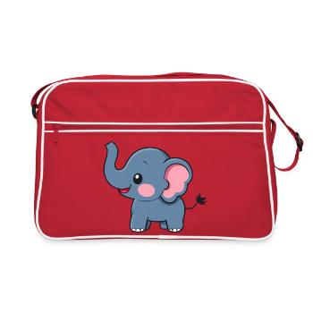 Éléphant mignon et heureux - Adorable dessin animé - Sac Retro - rouge/blanc - Devant