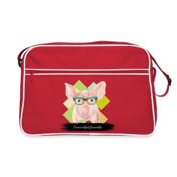 JvG Sau "Sauwakeitsfanatika" - Retro Tasche - Rot/Weiß - Vorne