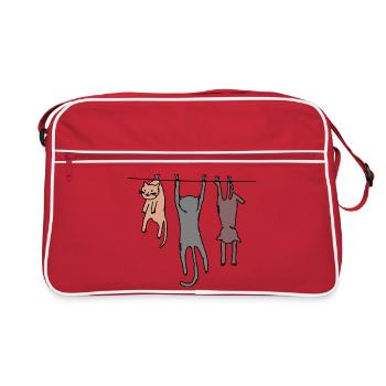 Cadeau de chemise de chat de bande dessinée drôle - Sac Retro - rouge/blanc - Devant