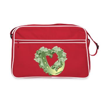 Heart of four-leaf clover - horseshoe for luck - Retro Bag - red/white - Front