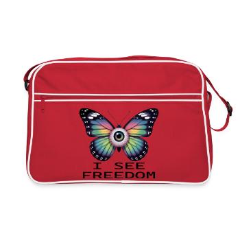 Papillon Œil Arc-en-ciel - Sac Retro - rouge/blanc - Devant