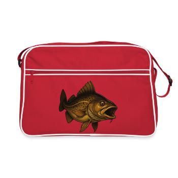 Majestic fish with an open mouth - Retro Bag - red/white - Front
