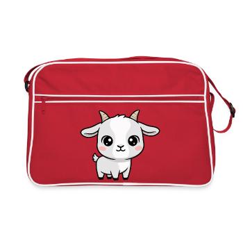 Chèvre blanche Kawaii Peluche - Sac Retro - rouge/blanc - Devant
