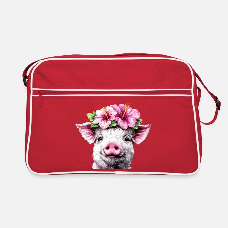 Hibiskuskrone Schwein Retro Tasche