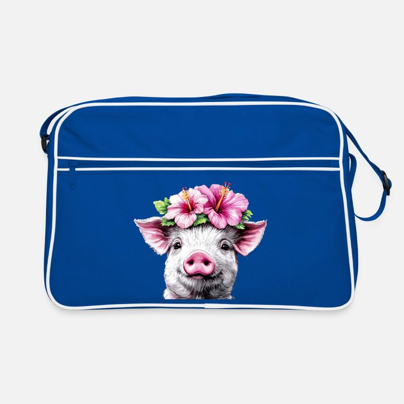 Cochon à couronne d’hibiscus Sac Retro