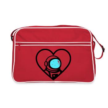 Astronaut Heart Space Cosmo Helm - Retro Tasche - Rot/Weiß - Vorne