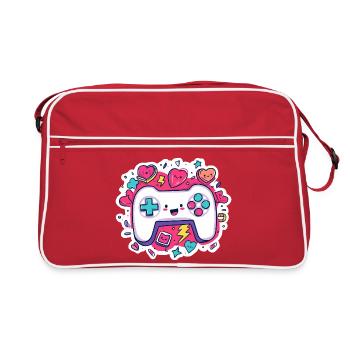 Kawaii Controller Heart Neon Style - Retro Bag - red/white - Front