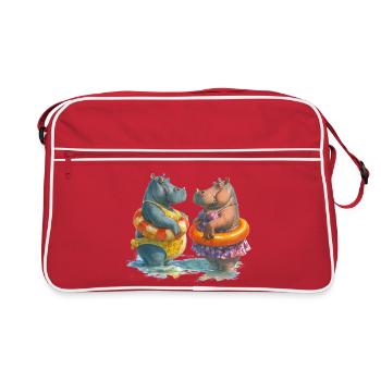 Amis de la piscine hippopotame en été - Sac Retro - rouge/blanc - Devant