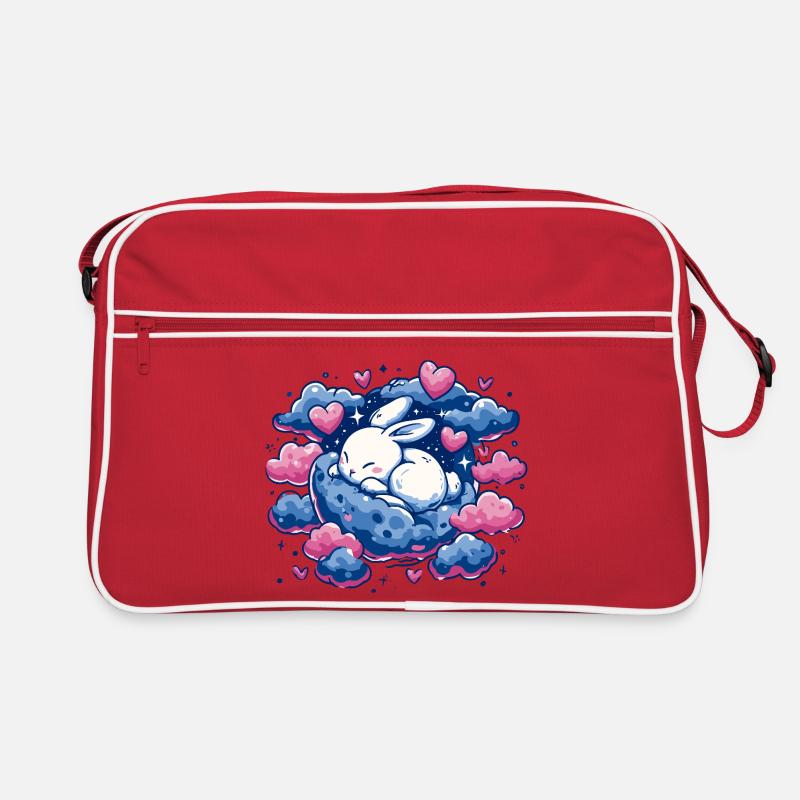 Moondream bunny on cloud heart Retro Bag