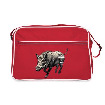 Wild Boar Ink Tattoo Drawing - Retro Bag - red/white - Front