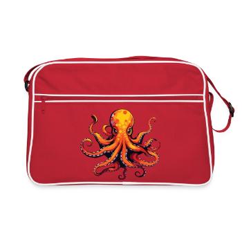 Calamar Pieuvre Animal - Sac Retro - rouge/blanc - Devant