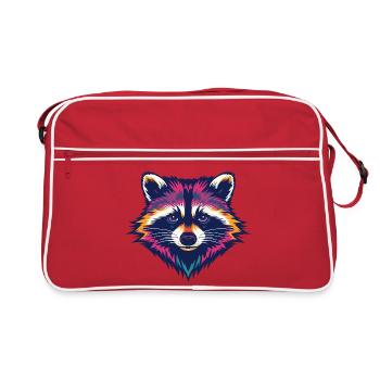 Color Explosion Raccoon Head - Retro Bag - red/white - Front