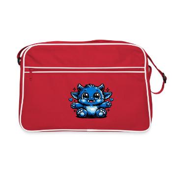 Style de bande dessinée Blue Cuddly Dragon - Sac Retro - rouge/blanc - Devant