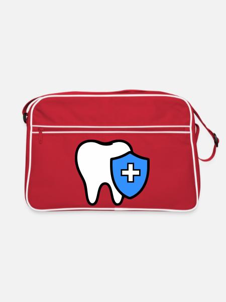 Tooth Icon Dentist - Retro Bag - red/white - Front
