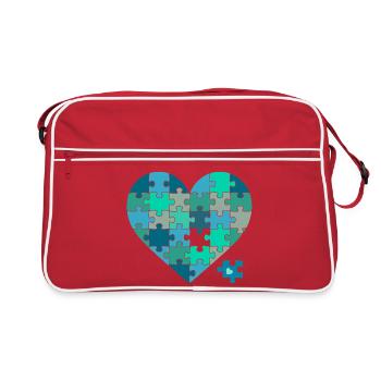 Casse-puzzle Cœur Sarcelle - Sac Retro - rouge/blanc - Devant
