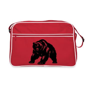 Silhouette de l’ours grizzli - Sac Retro - rouge/blanc - Devant