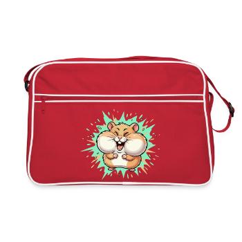 Cuddly happy hamster laugh kick - Retro Bag - red/white - Front