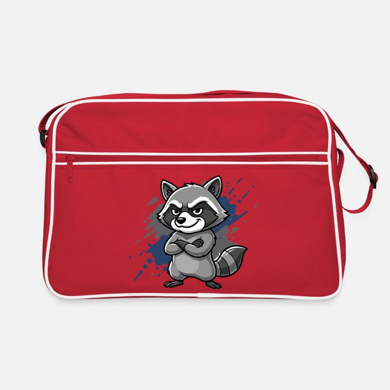Grimmischer Waschbär Blau Spritzer Retro Tasche