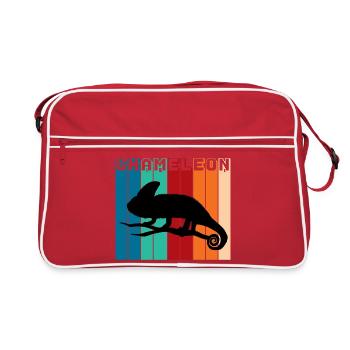 Silhouette Caméléon rétro Motif vintage de reptiles - Sac Retro - rouge/blanc - Devant