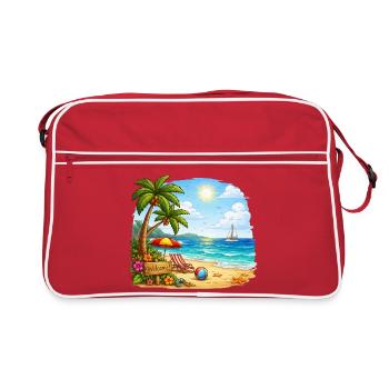 Bienvenue sur la plage tropicale - Sac Retro - rouge/blanc - Devant