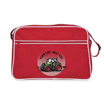 Vie à la ferme – Tracteur vert et rouge style vintage - Sac Retro - rouge/blanc - Devant