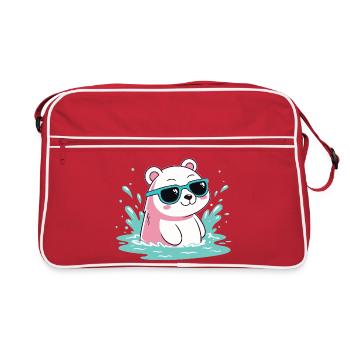 Wasser-Eisbär in kühlen Gläsern - Retro Tasche - Rot/Weiß - Vorne