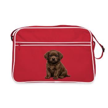 Chiot labrador chocolat - Sac Retro - rouge/blanc - Devant