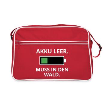 Akku Leer – Muss in den Wald - Retro Tasche - Rot/Weiß - Vorne