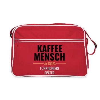 Kaffeemensch zu 100% - Retro Tasche - Rot/Weiß - Vorne