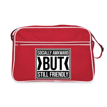 Socially Awkward But Still Friendly Funny Saying - Retro Bag - red/white - Front