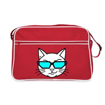 Lunettes néon tête de chat - Sac Retro - rouge/blanc - Devant