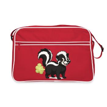 Puffender Skunk Cartoon - Retro Tasche - Rot/Weiß - Vorne