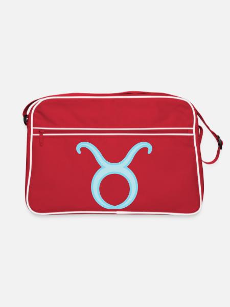 Tierkreiszeichen Stier Pastel Blau - Retro Tasche - Rot/Weiß - Vorne