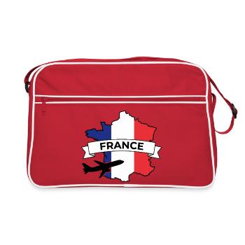 France Tricolore: Avion et Bannière - Sac Retro - rouge/blanc - Devant