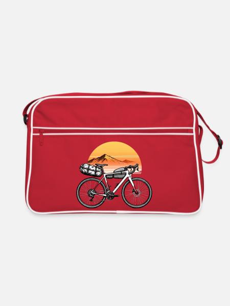 Radreise Sonnenuntergang am Berg - Retro Tasche - Rot/Weiß