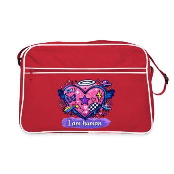 I am human - Retro Tasche - Rot/Weiß - Vorne
