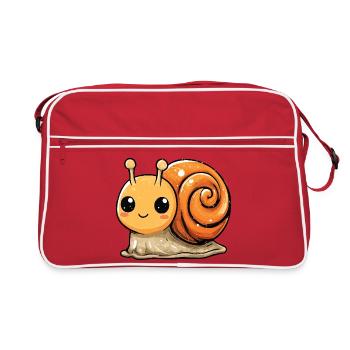 Orangene Schnecke Spiraldesign - Retro Tasche - Rot/Weiß - Vorne