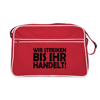 We strike until you act - Retro Bag - red/white - Front