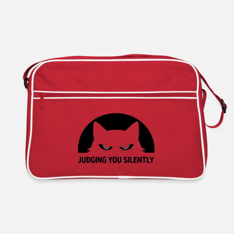 Katze Stilles Urteil Schwarzer Humor Retro Tasche