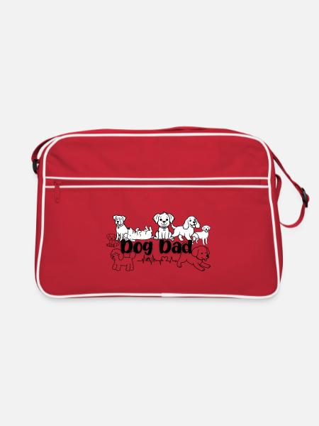 Dog Dad - T-Shirt für stolze Hundepapas - Retro Tasche - Rot/Weiß