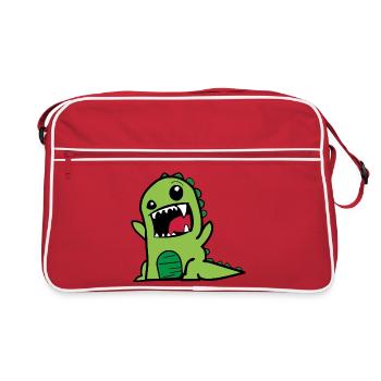 Dinosaure T-Rex Dino Comicstyle en vert - Sac Retro - rouge/blanc - Devant