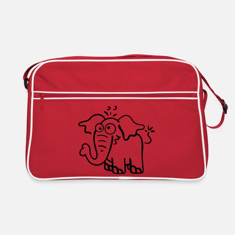 Knuffiger Elefant - Retro Tasche - Rot/Weiß