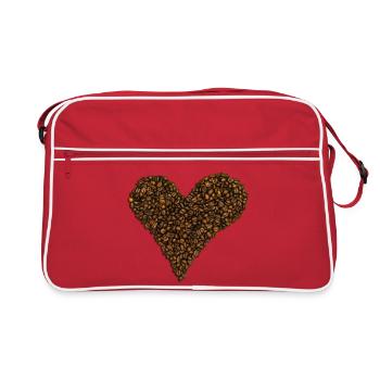 A heart made from coffee beans - Retro Bag - red/white - Front