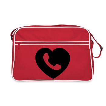 Heart or heart with phone cut out shadow - Retro Bag - red/white - Front