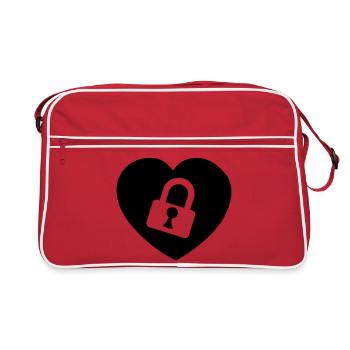 Heart or heart with lock cut open my heart - Retro Bag - red/white - Front