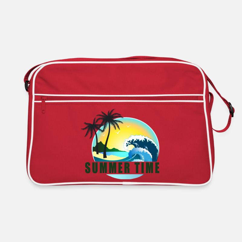 Summertime beach panorama Retro Bag
