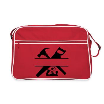 Scie à marteau et raboteuse logo de charpentier - Sac Retro - rouge/blanc - Devant