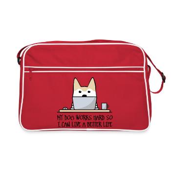 Mon chien travaille dur - Sac Retro - rouge/blanc - Devant