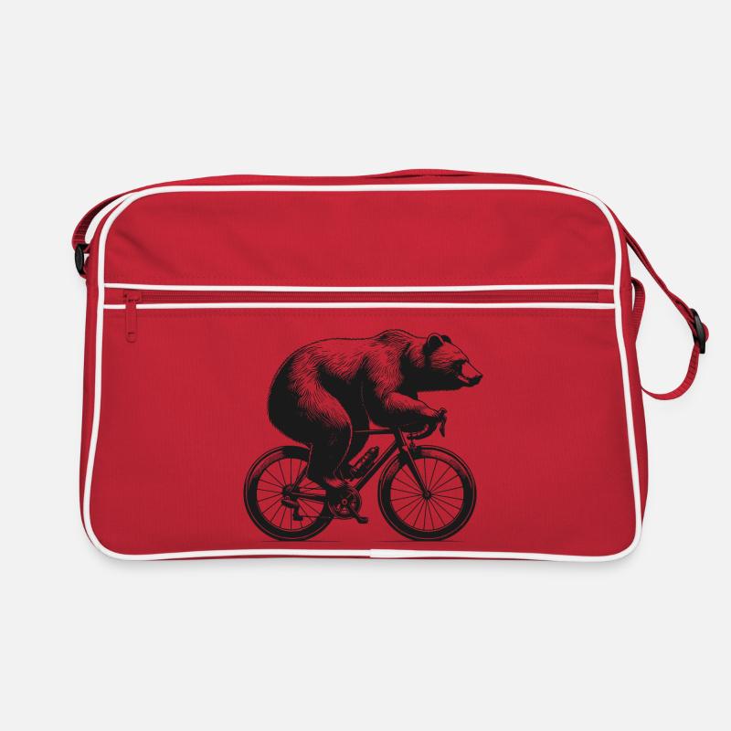 Radfahrender Bär Retro Tasche
