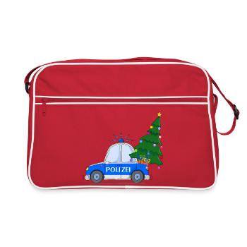 Voiture de police Noël Arbre de Noël Bleu - Sac Retro - rouge/blanc - Devant